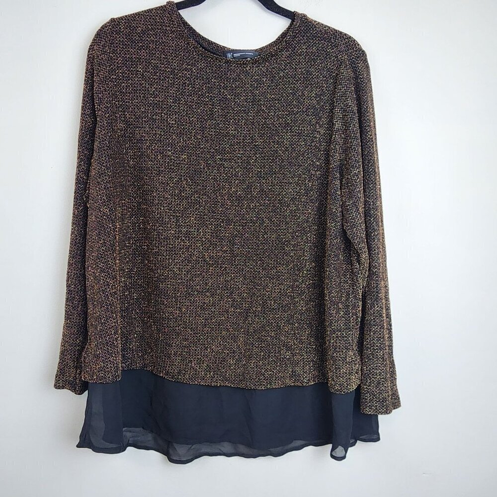 I.N.C International Concepts sz 1X women metallic pullover shirt blouse sweater